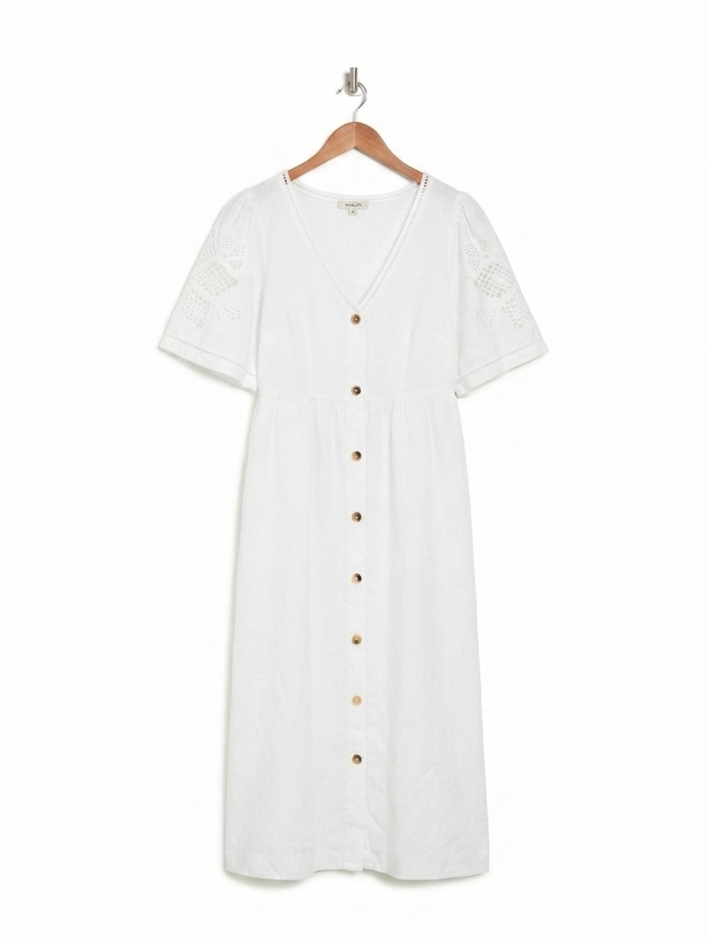 Madewell White Button-Front Eyelet Midi Dress Size M